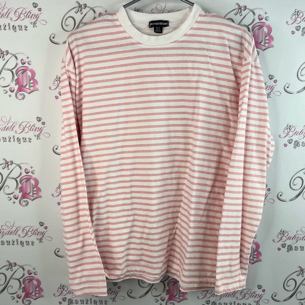 Prettylittlethings long sleeve stripes candy Pink Striped Long Sleeve Shirt